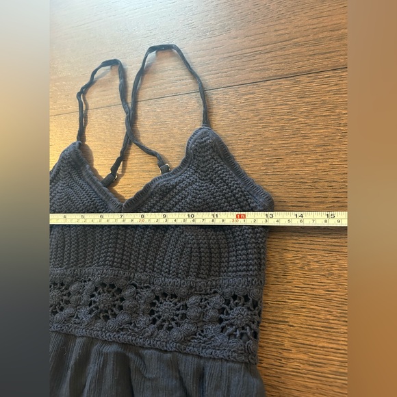 Hollister Navy Crochet Maxi Dress Crochet-Style Mix V-Neck Size Medium - Picture 14 of 16